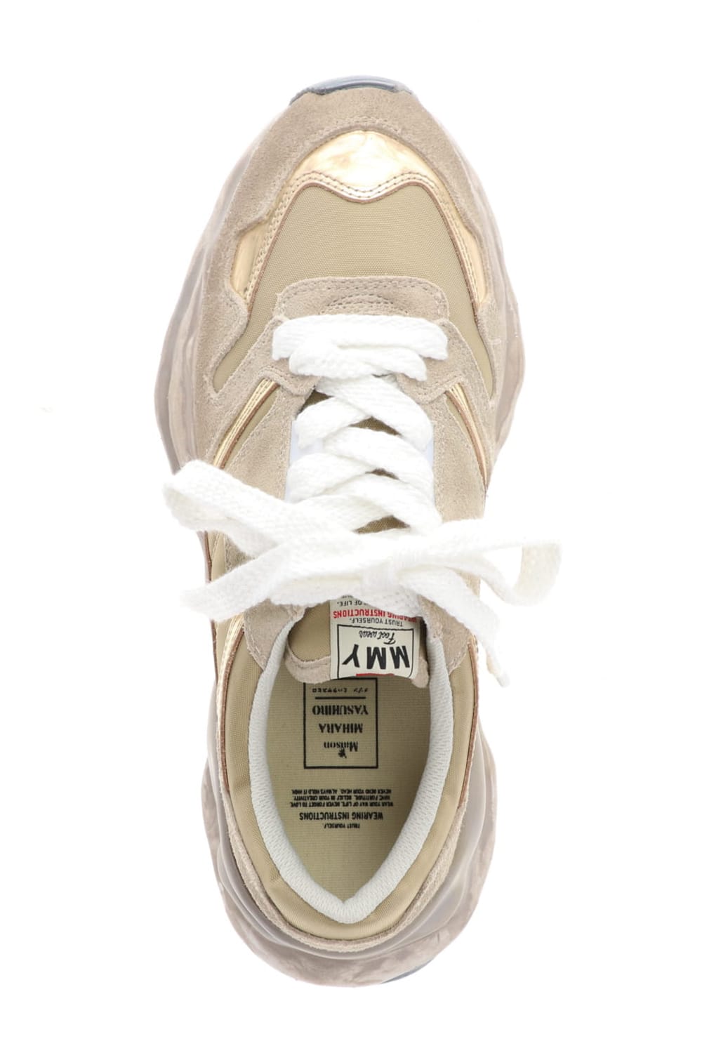 Original distressed effect sole leather Runner sneaker Gold