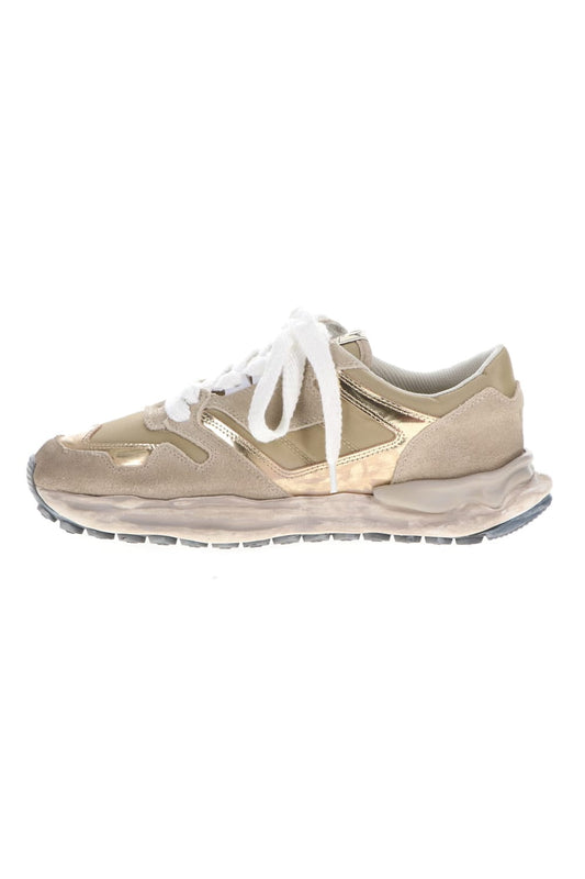 Original distressed effect sole leather Runner sneaker Gold