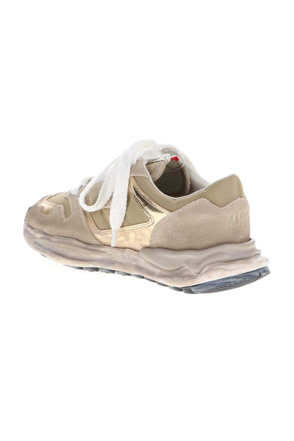 Original distressed effect sole leather Runner sneaker Gold