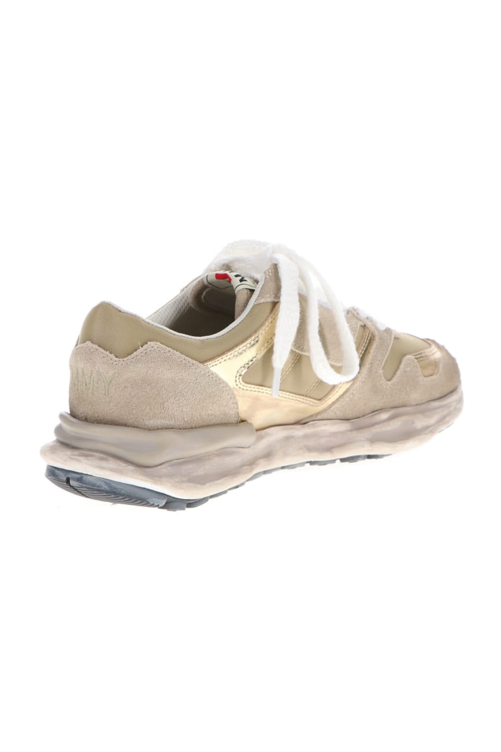Original distressed effect sole leather Runner sneaker Gold