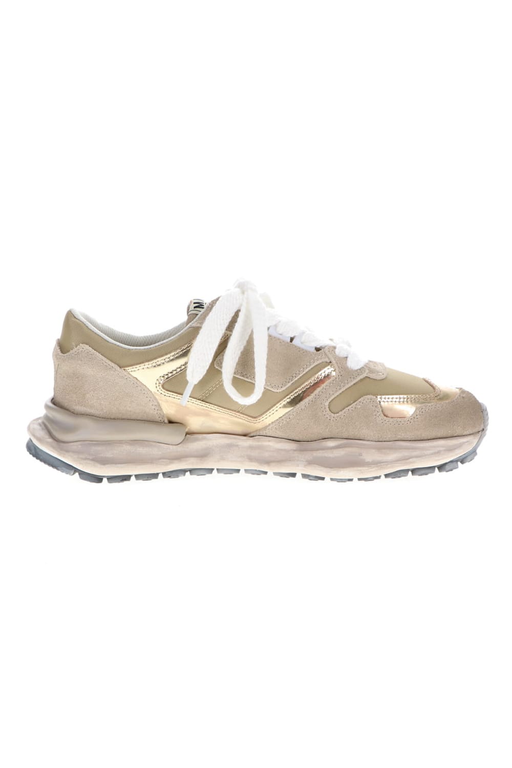 Original distressed effect sole leather Runner sneaker Gold