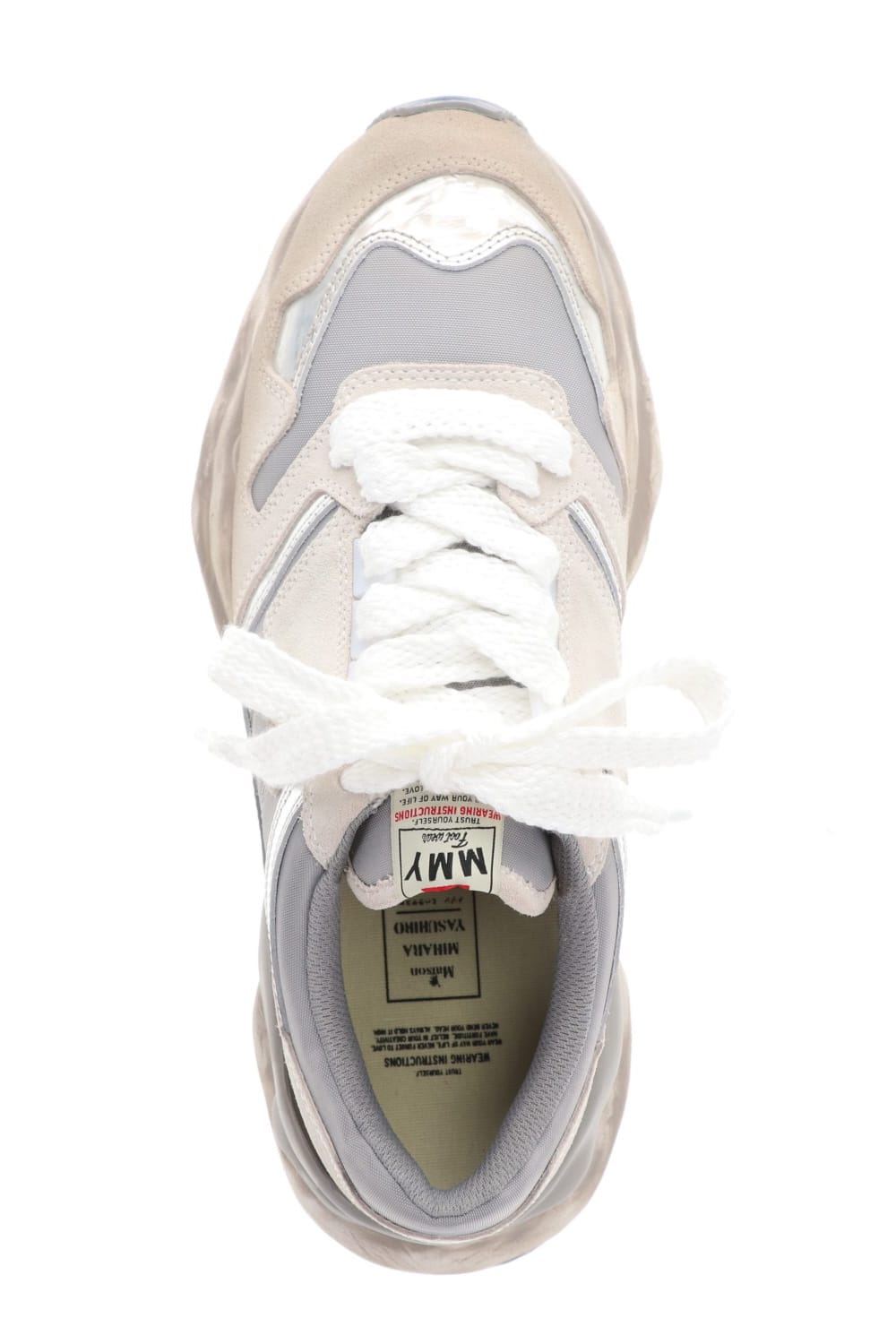 Original distressed effect sole leather Runner sneaker Silver