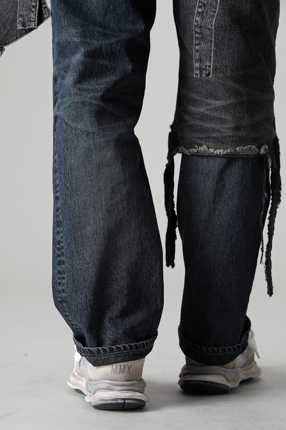 Original distressed effect sole leather Runner sneaker Silver