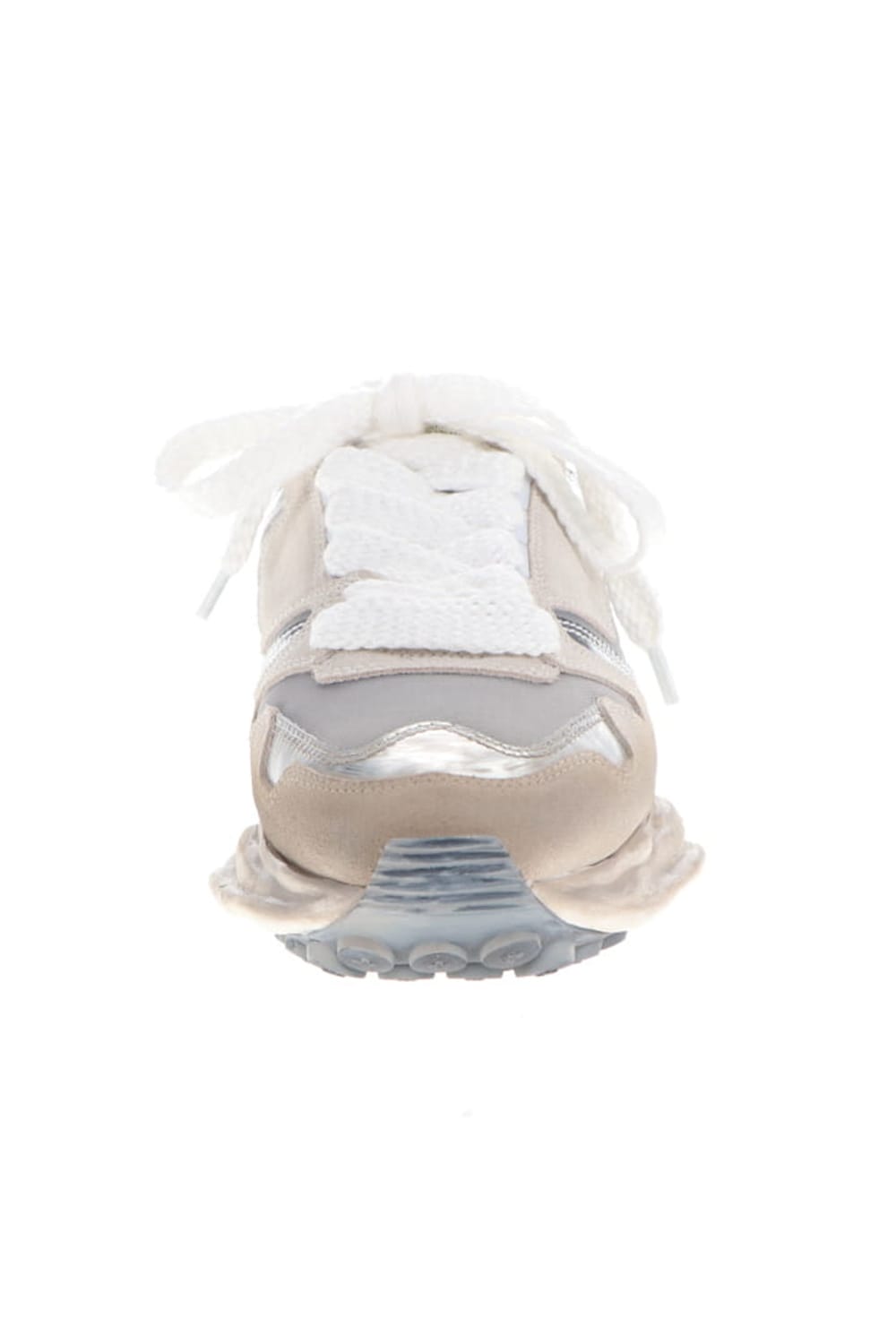 Original distressed effect sole leather Runner sneaker Silver