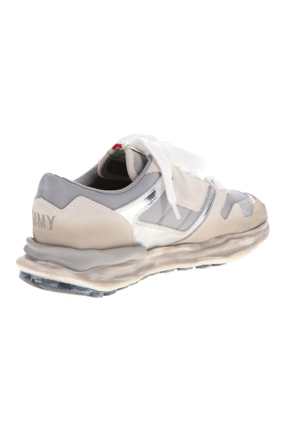 Original distressed effect sole leather Runner sneaker Silver