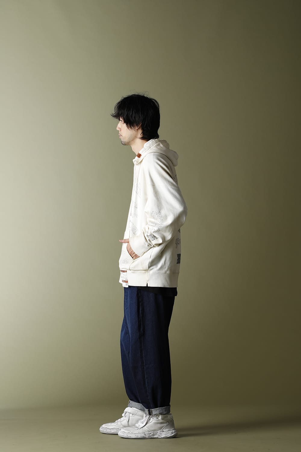 Wide back hoodie White