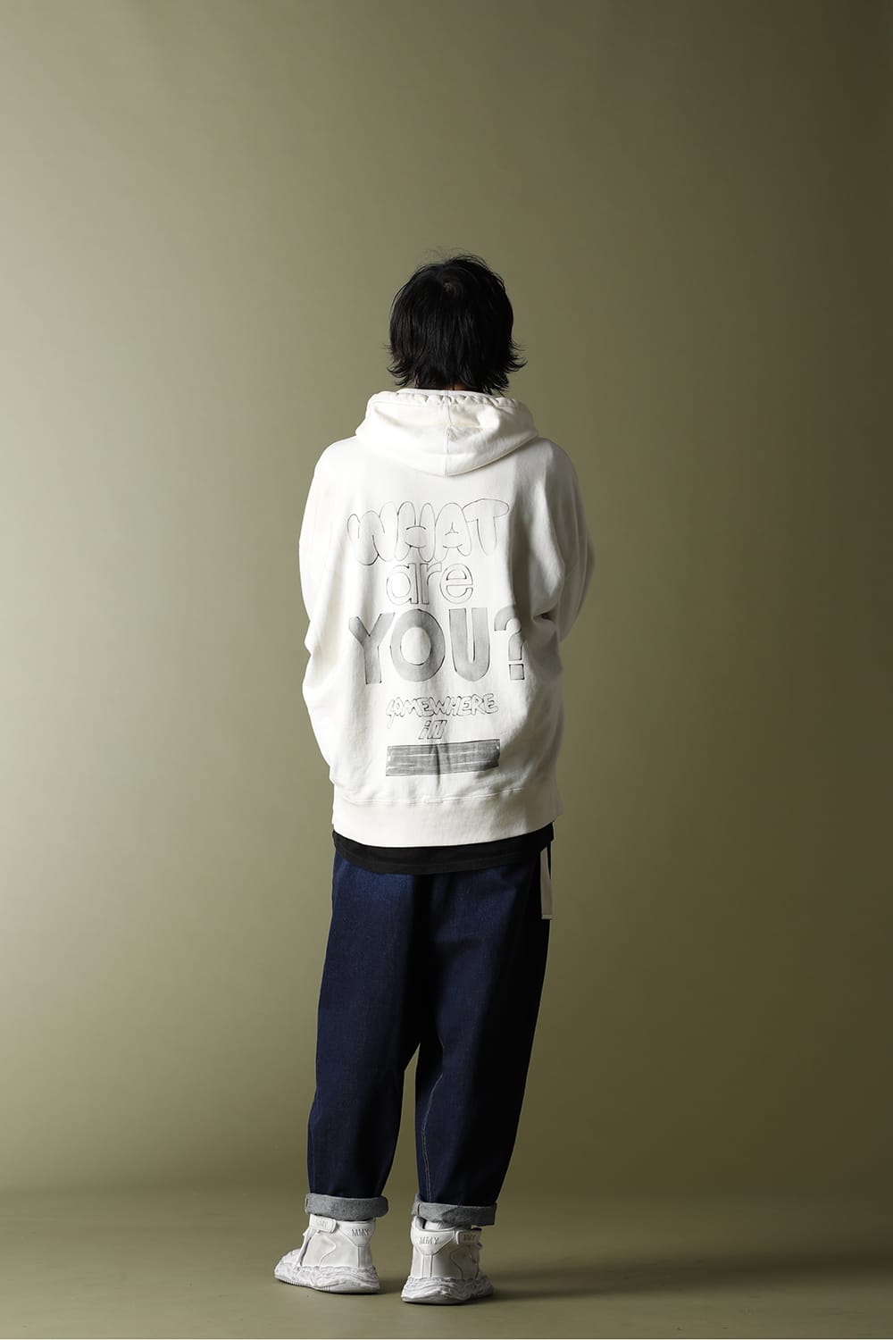 Wide back hoodie White