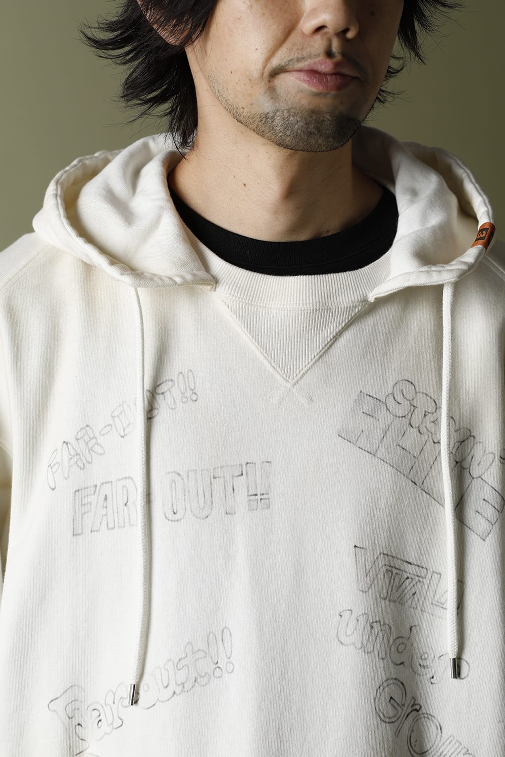 Wide back hoodie White