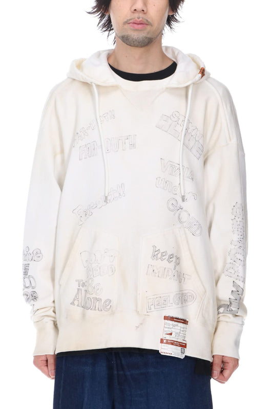 Wide back hoodie White