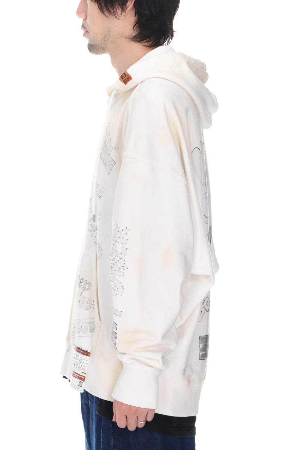 Wide back hoodie White