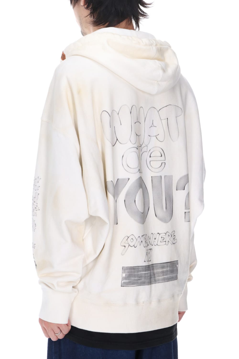 Wide back hoodie White