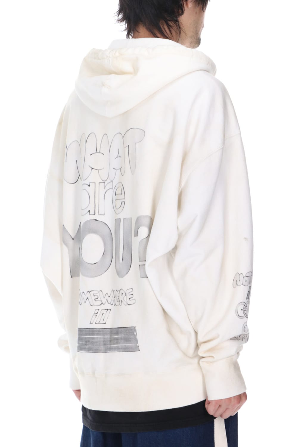 Wide back hoodie White