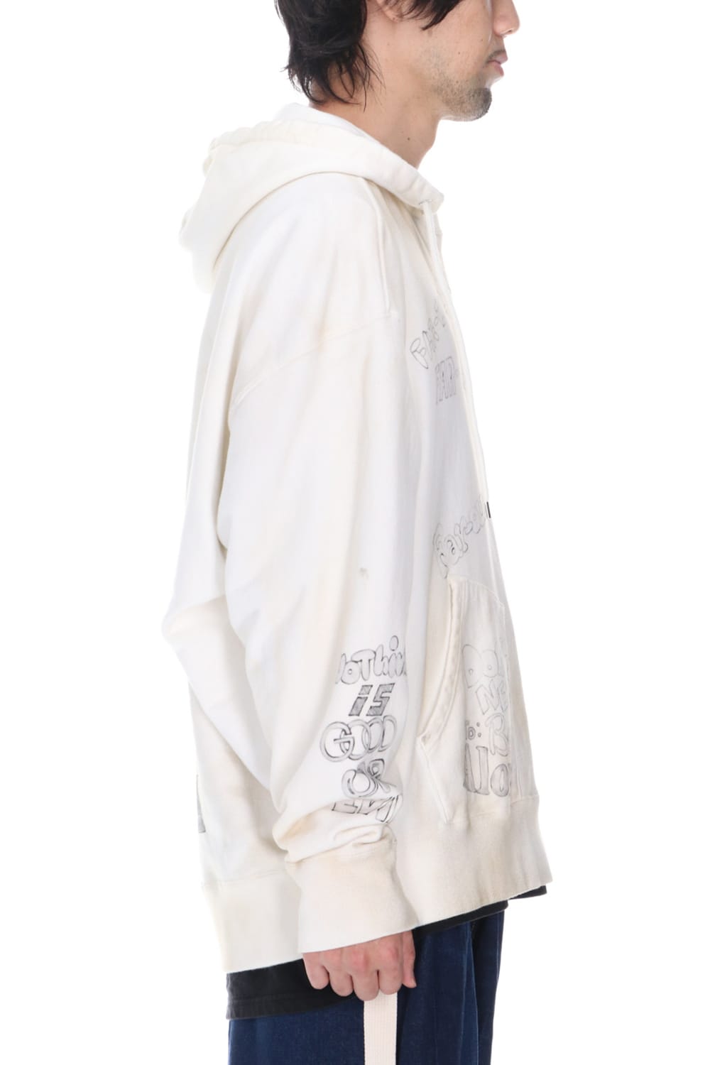 Wide back hoodie White