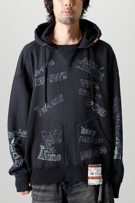 Wide back hoodie Black