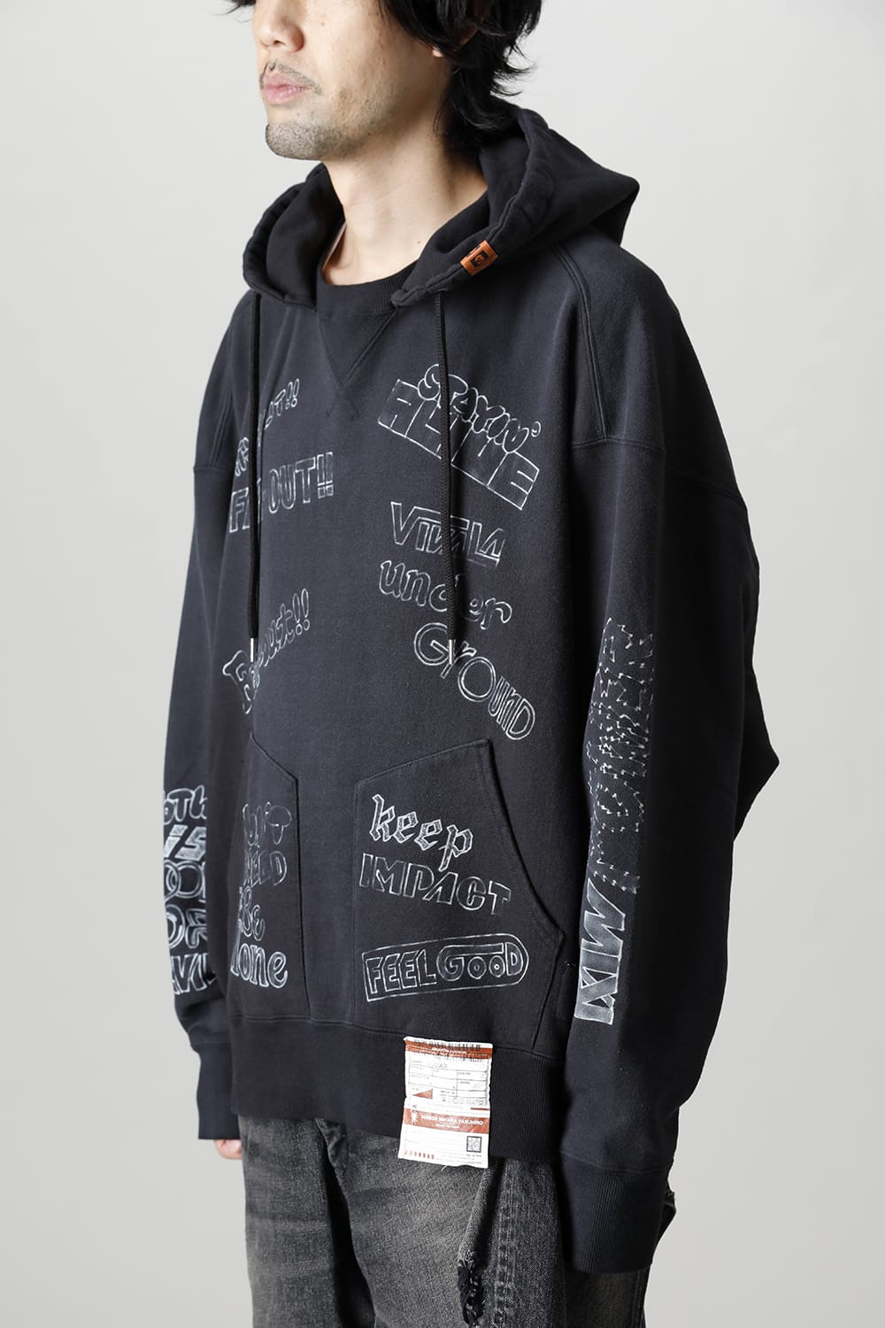 Wide back hoodie Black