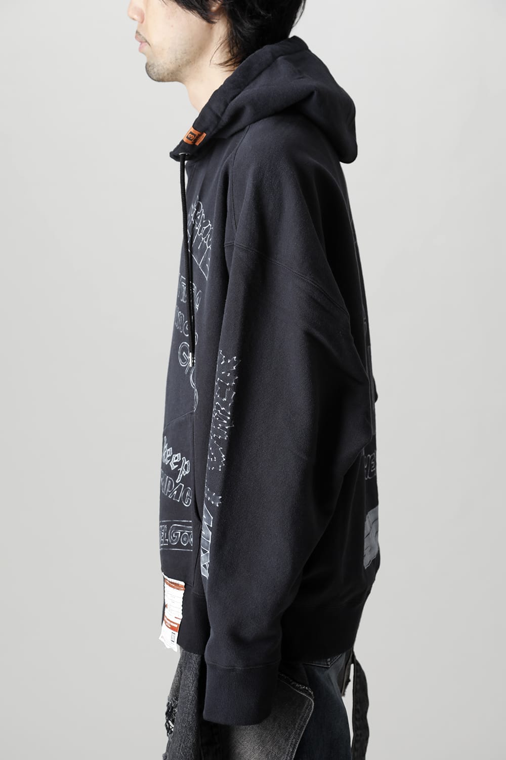 Wide back hoodie Black