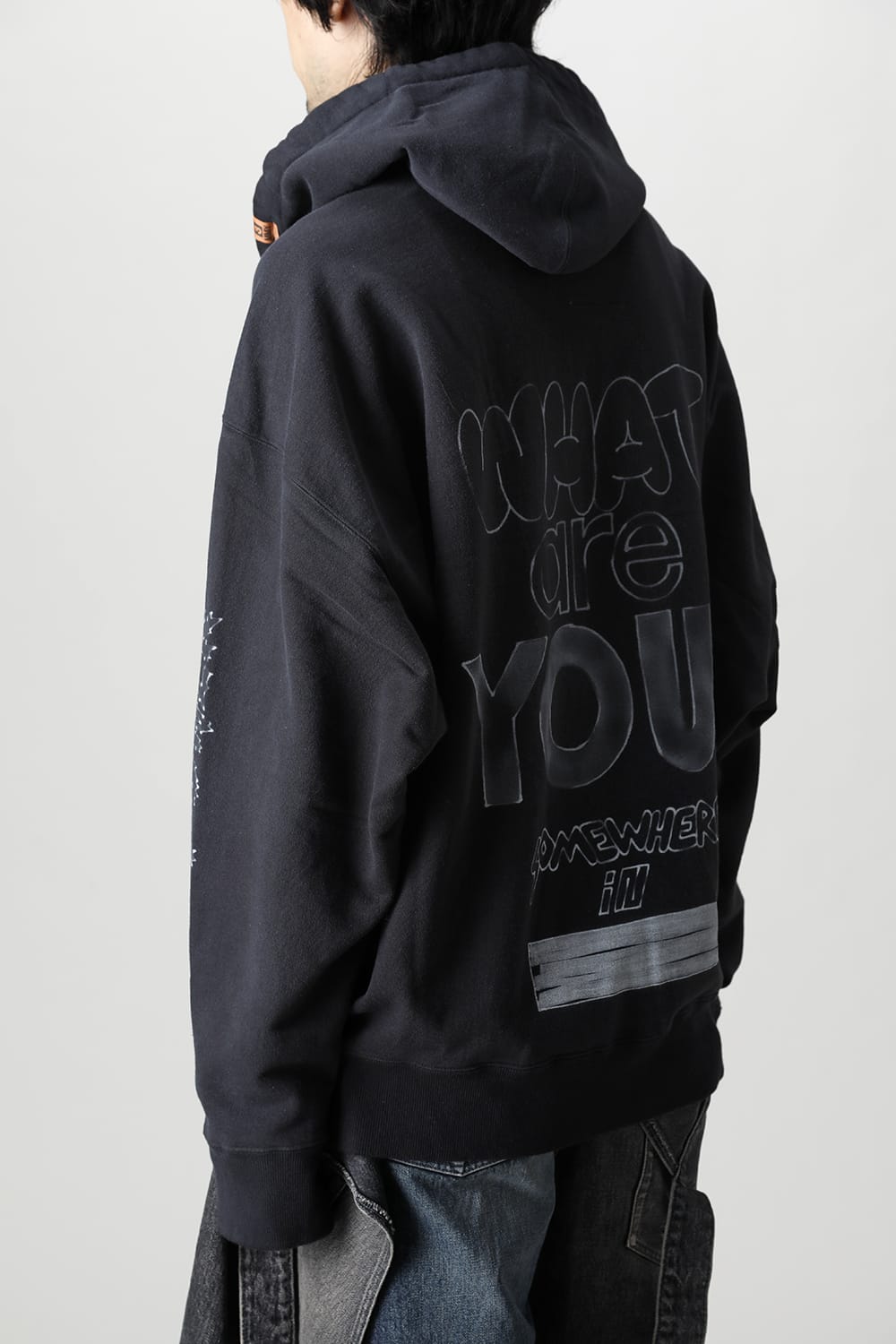 Wide back hoodie Black