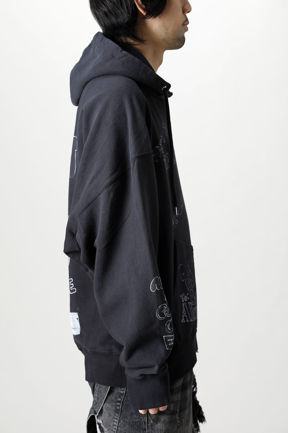 Wide back hoodie Black