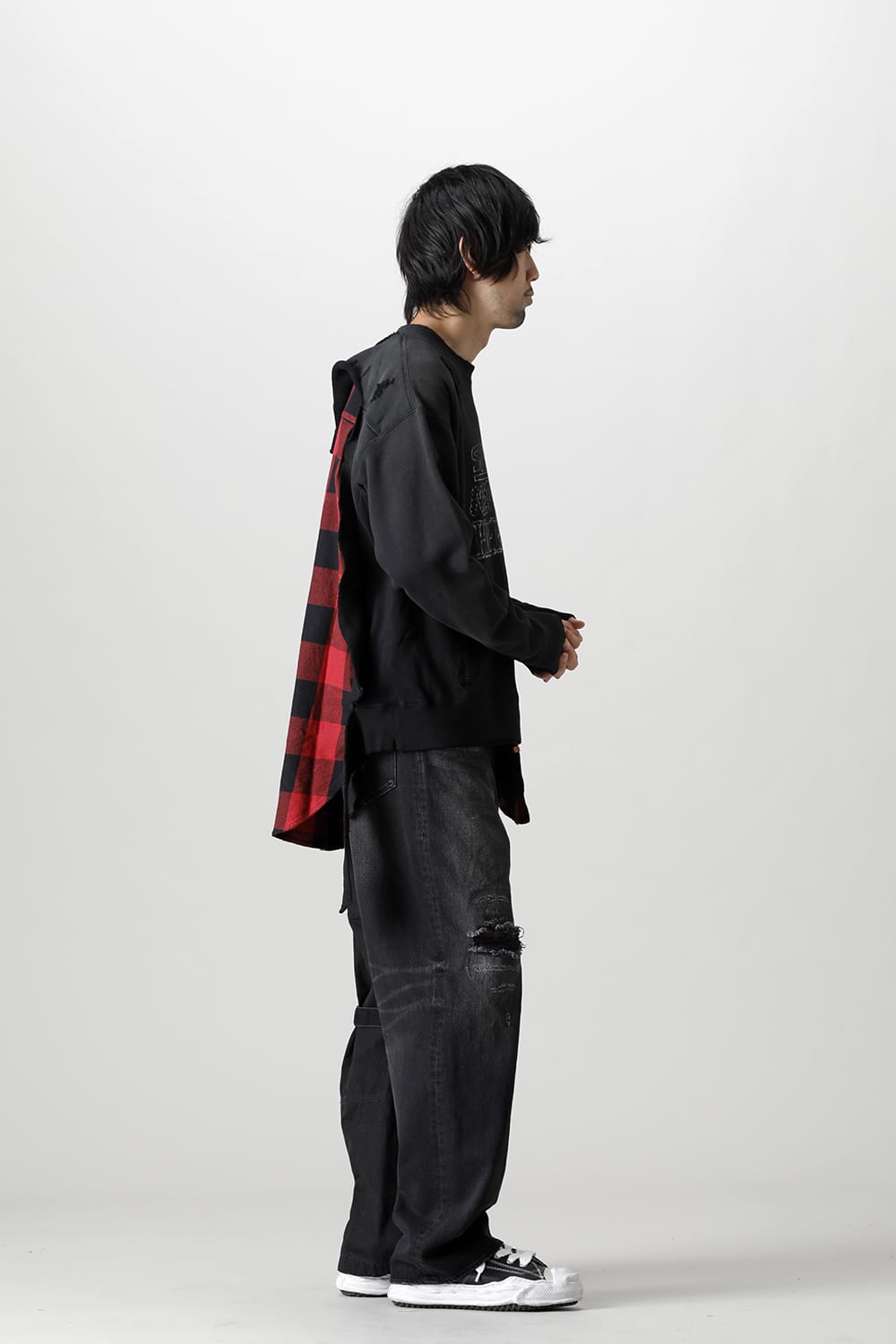 Shirt combined pullover Black