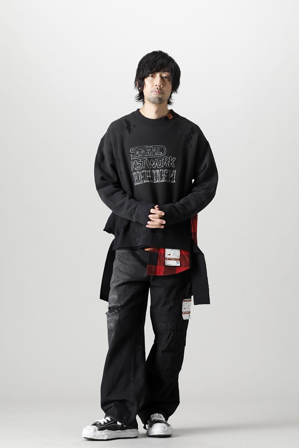 Shirt combined pullover Black