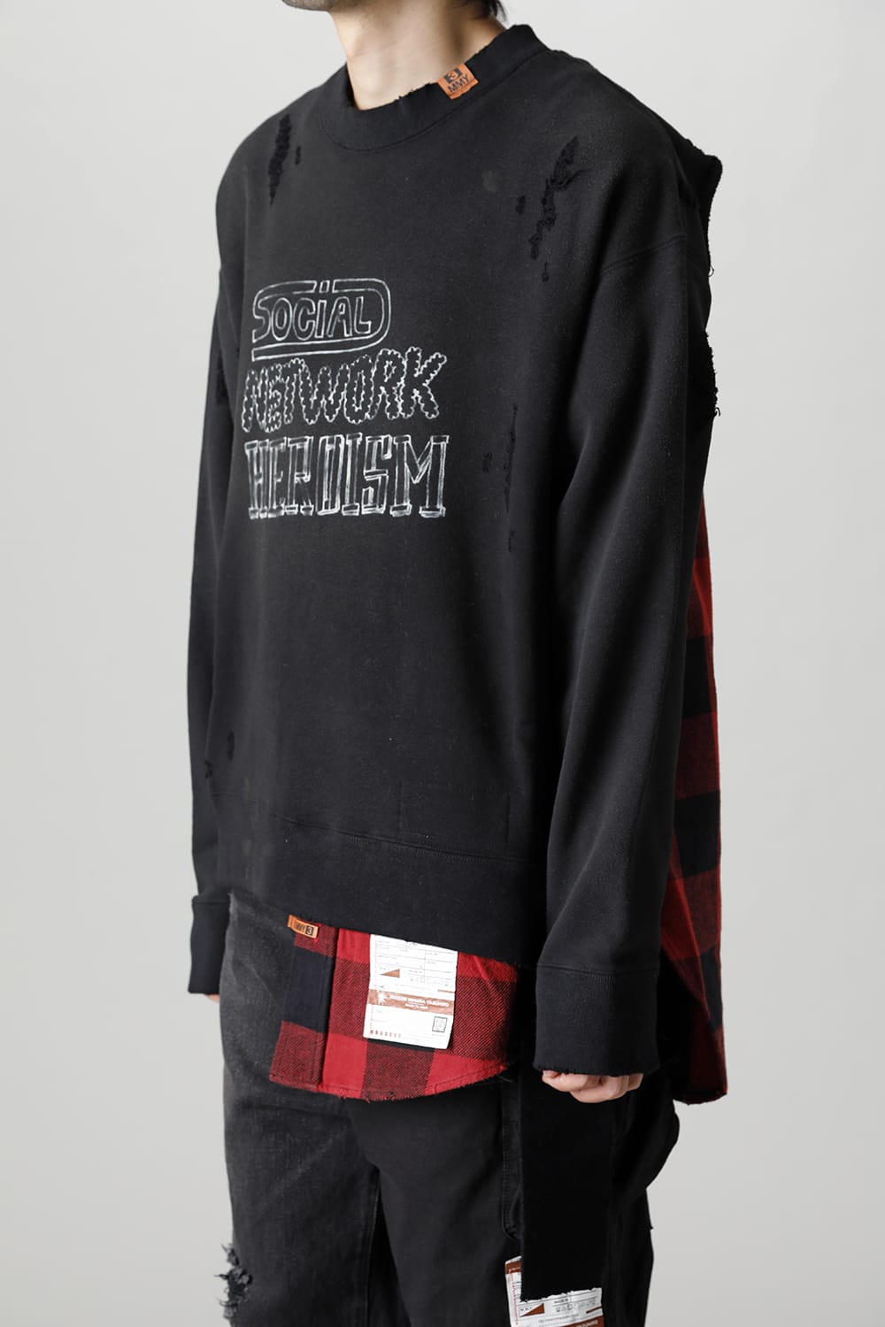 Shirt combined pullover Black