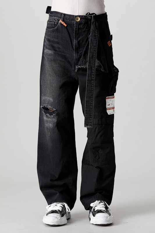 Denim × Military Combined Pants