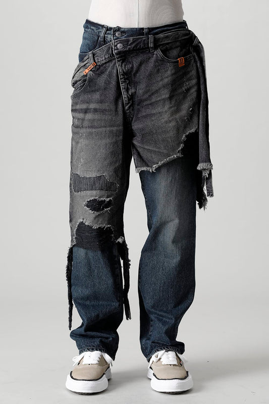 Broken Layered Denim Pants