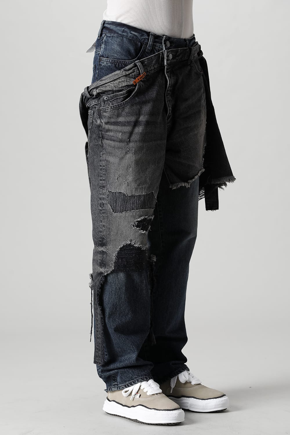 Broken Layered Denim Pants