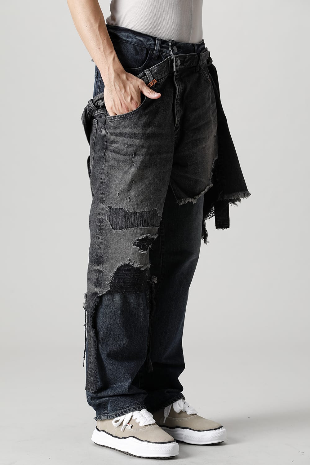 Broken Layered Denim Pants