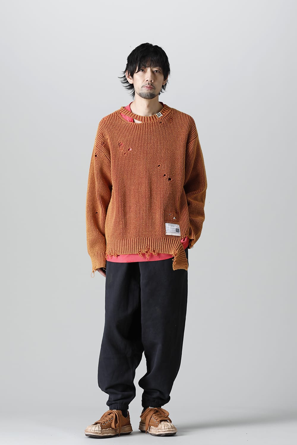 Bleached knit pullover