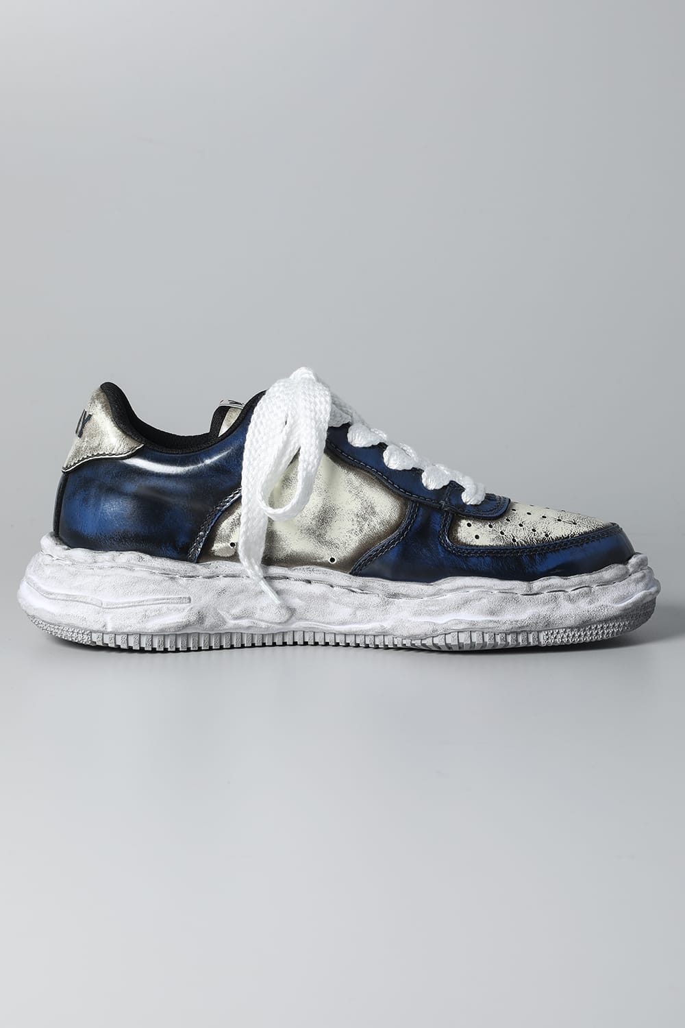 WAYNE LOW Brushed patent leather Sneakers  Blue