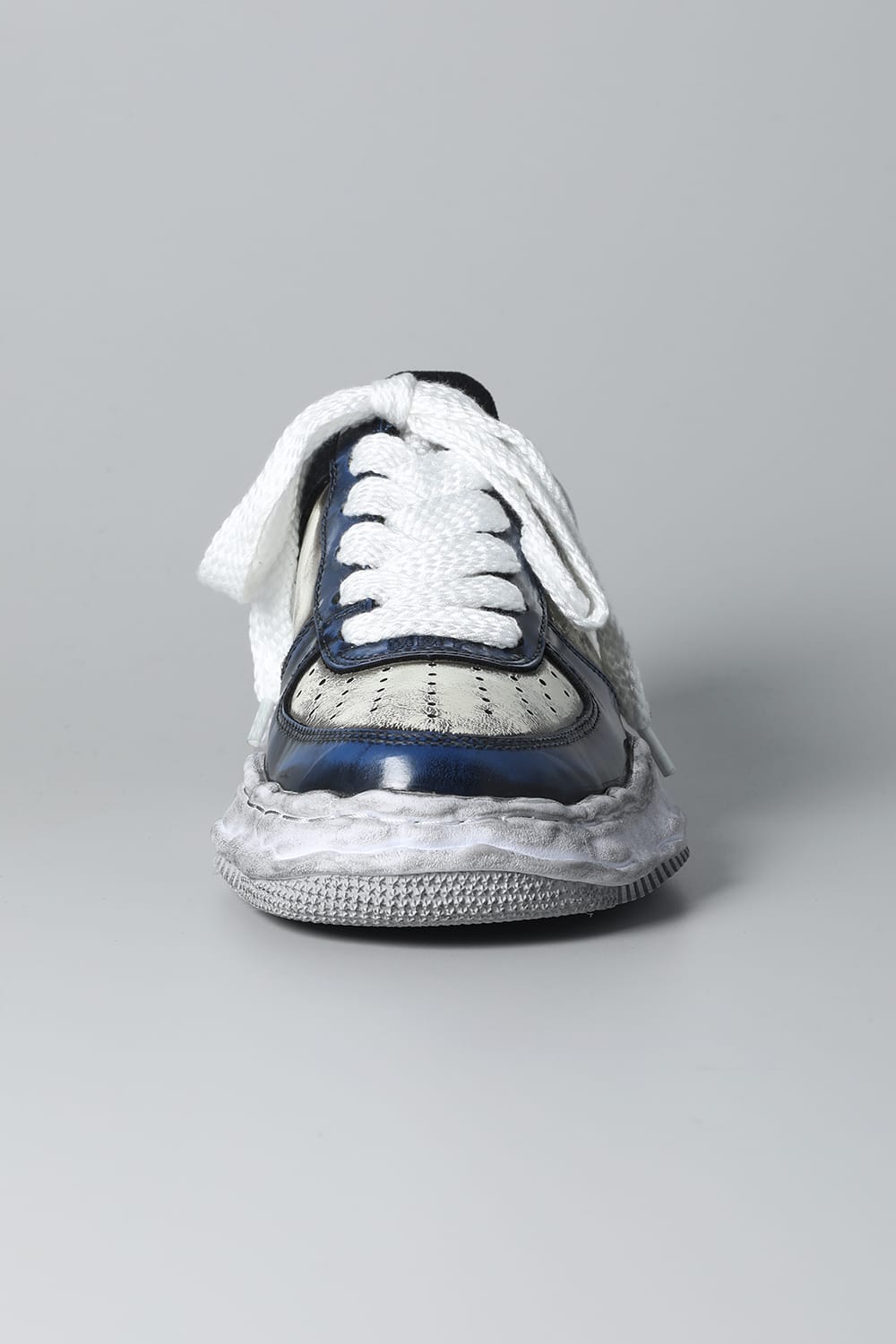 WAYNE LOW Brushed patent leather Sneakers  Blue