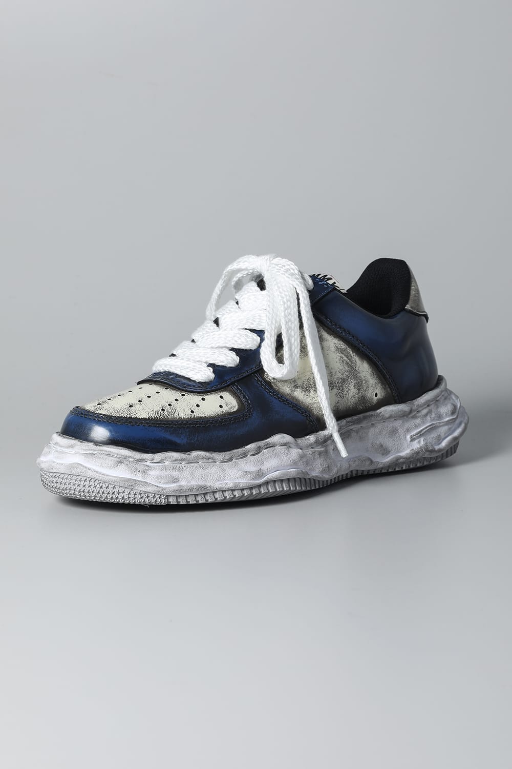 WAYNE LOW Brushed patent leather Sneakers  Blue