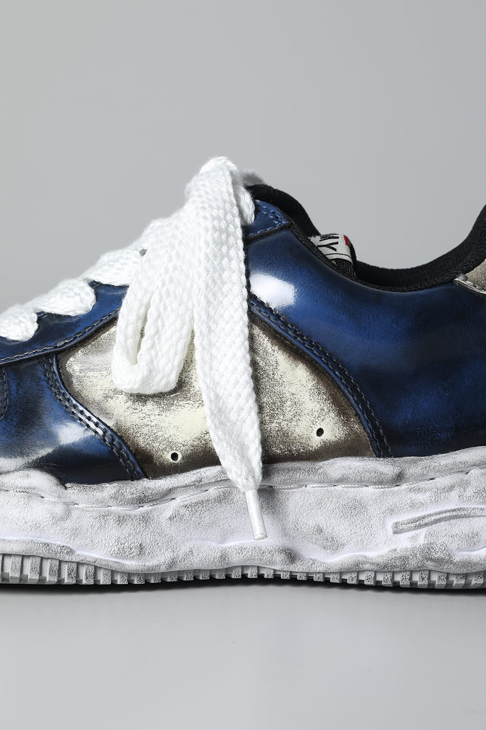 WAYNE LOW Brushed patent leather Sneakers  Blue