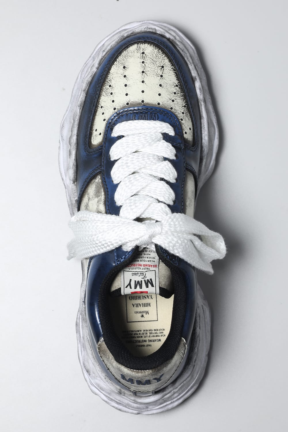 WAYNE LOW Brushed patent leather Sneakers  Blue