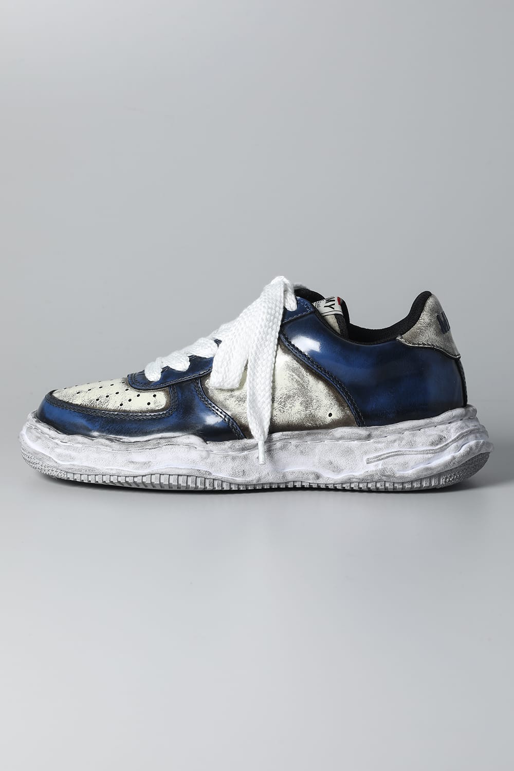 WAYNE LOW Brushed patent leather Sneakers  Blue