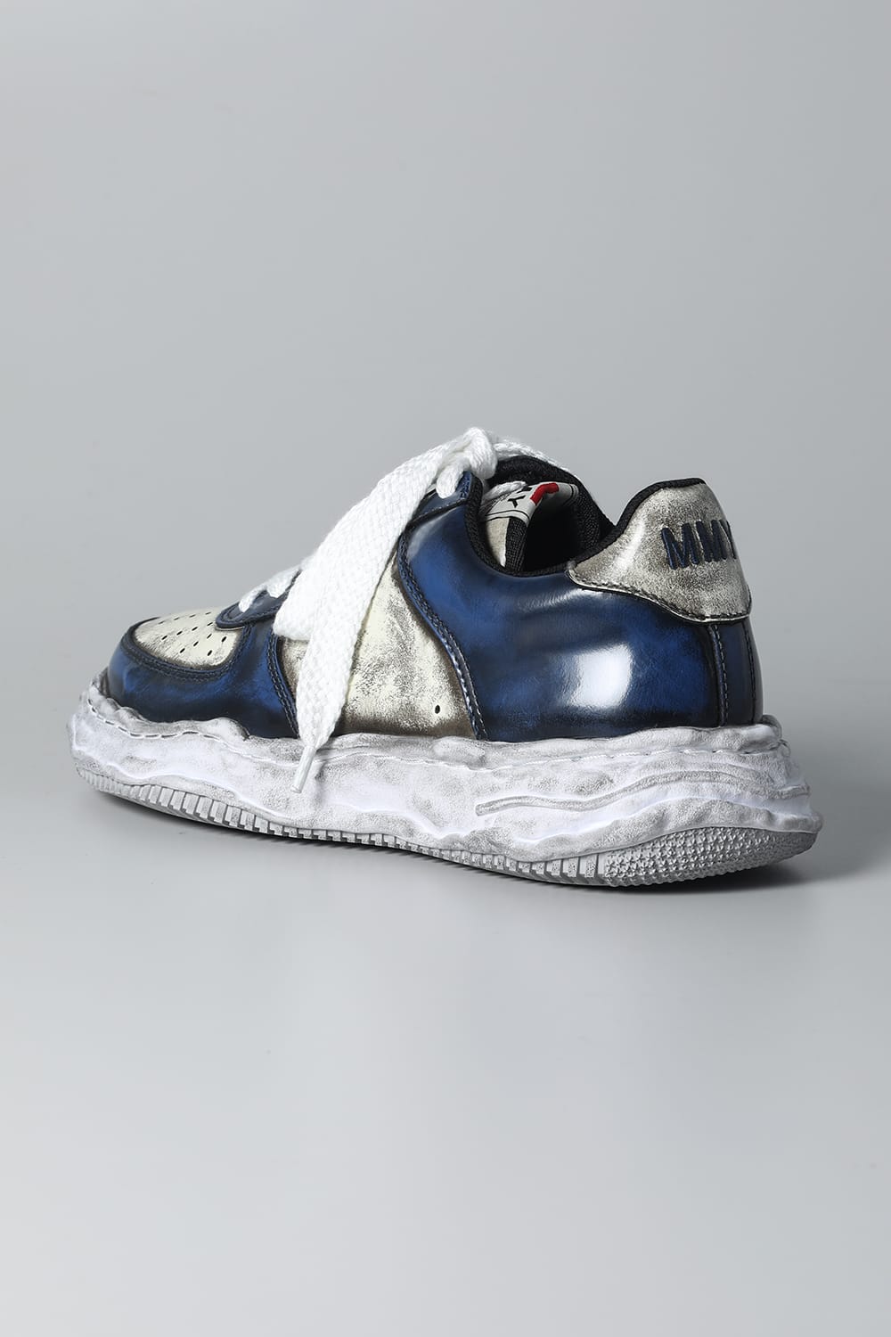 WAYNE LOW Brushed patent leather Sneakers  Blue