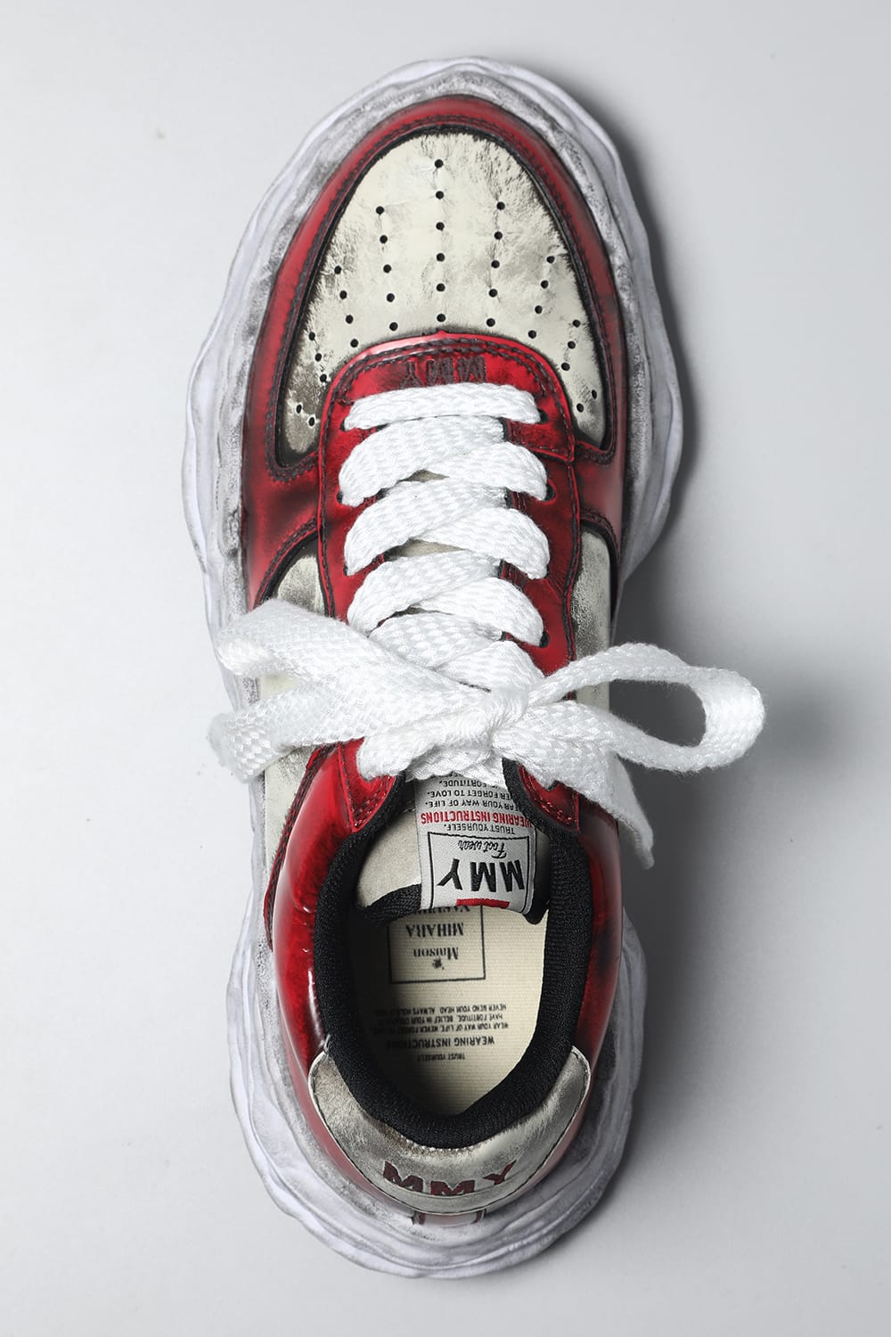 -WAYNE LOW- Brushed patent leather Sneakers  Red