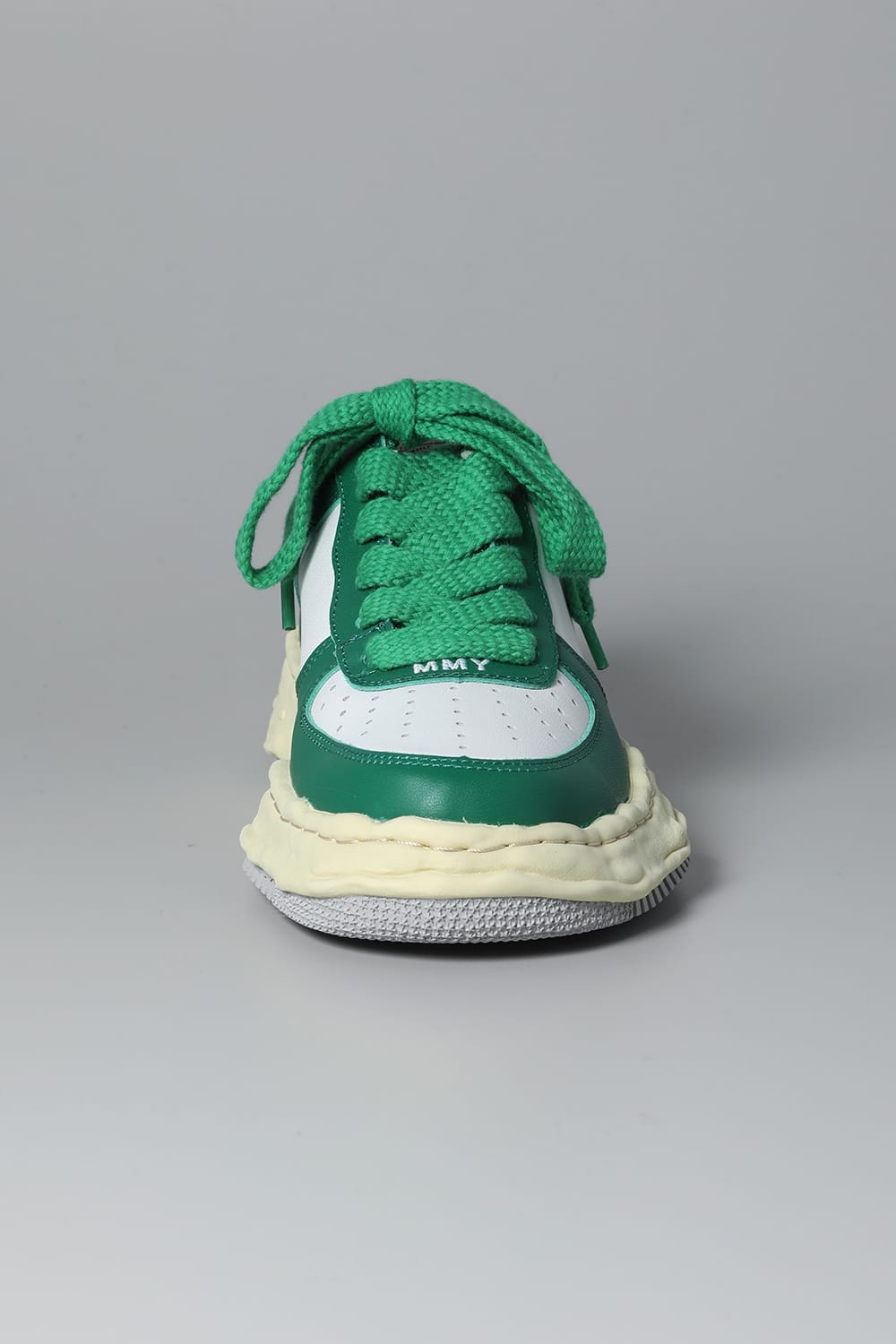 WAYNE Low leather Low-top sneakers  Vintage Like Sole Green / White