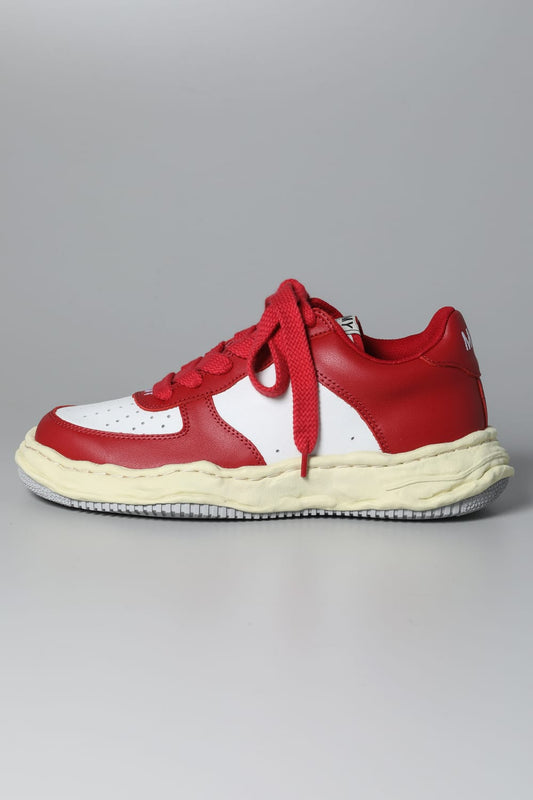 WAYNE Low leather Low-top sneakers  Vintage Like Sole Red / White