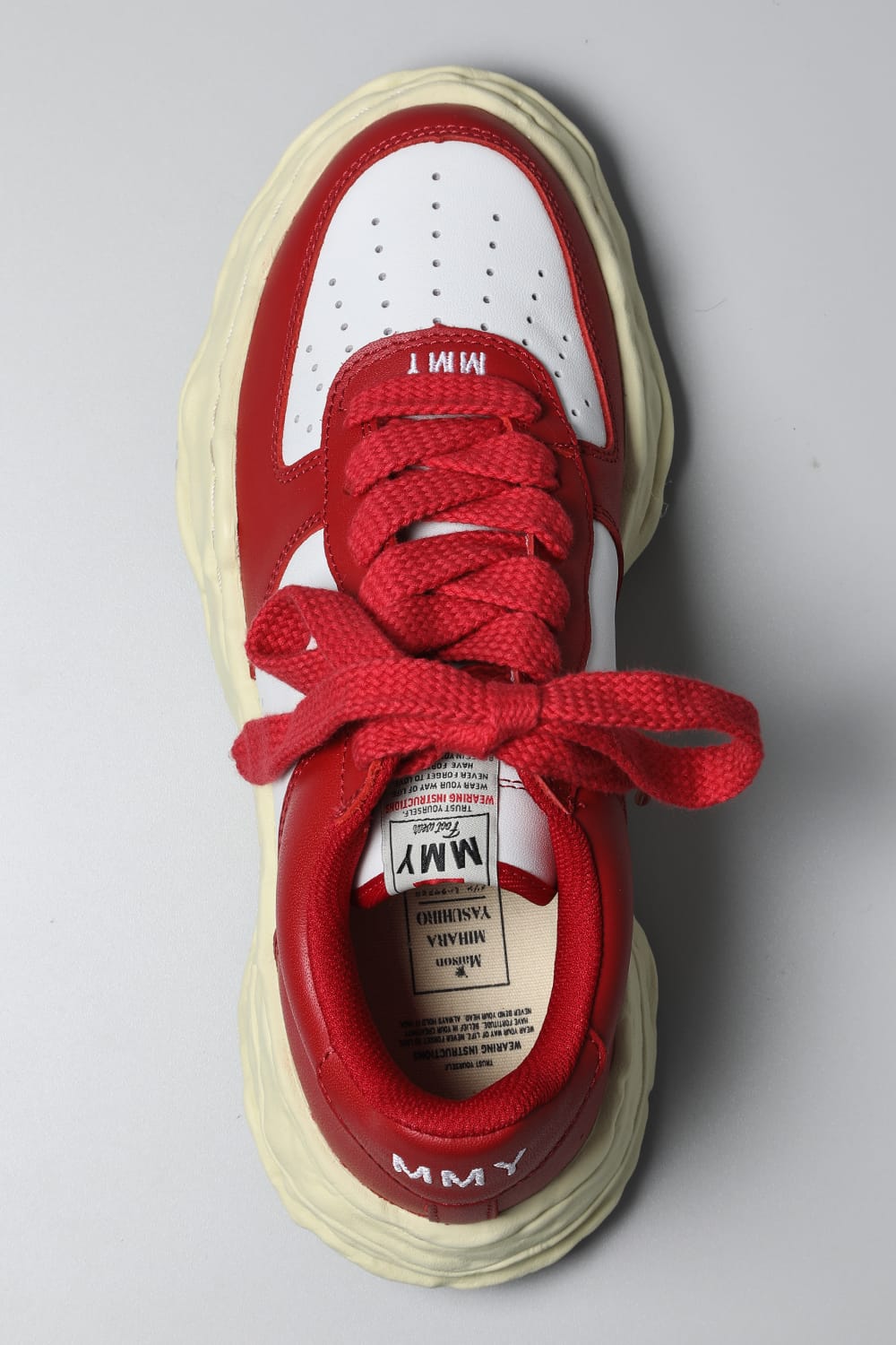 WAYNE Low leather Low-top sneakers  Vintage Like Sole Red / White