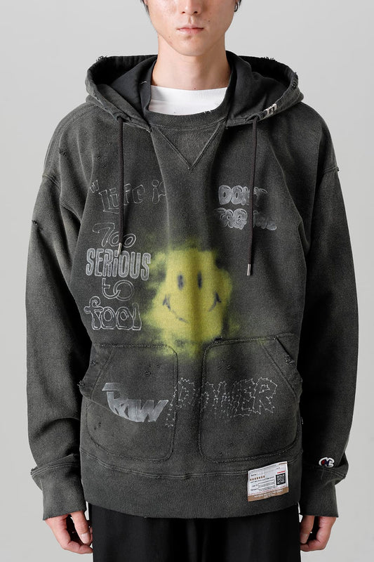 Distressed Hoodie Black
