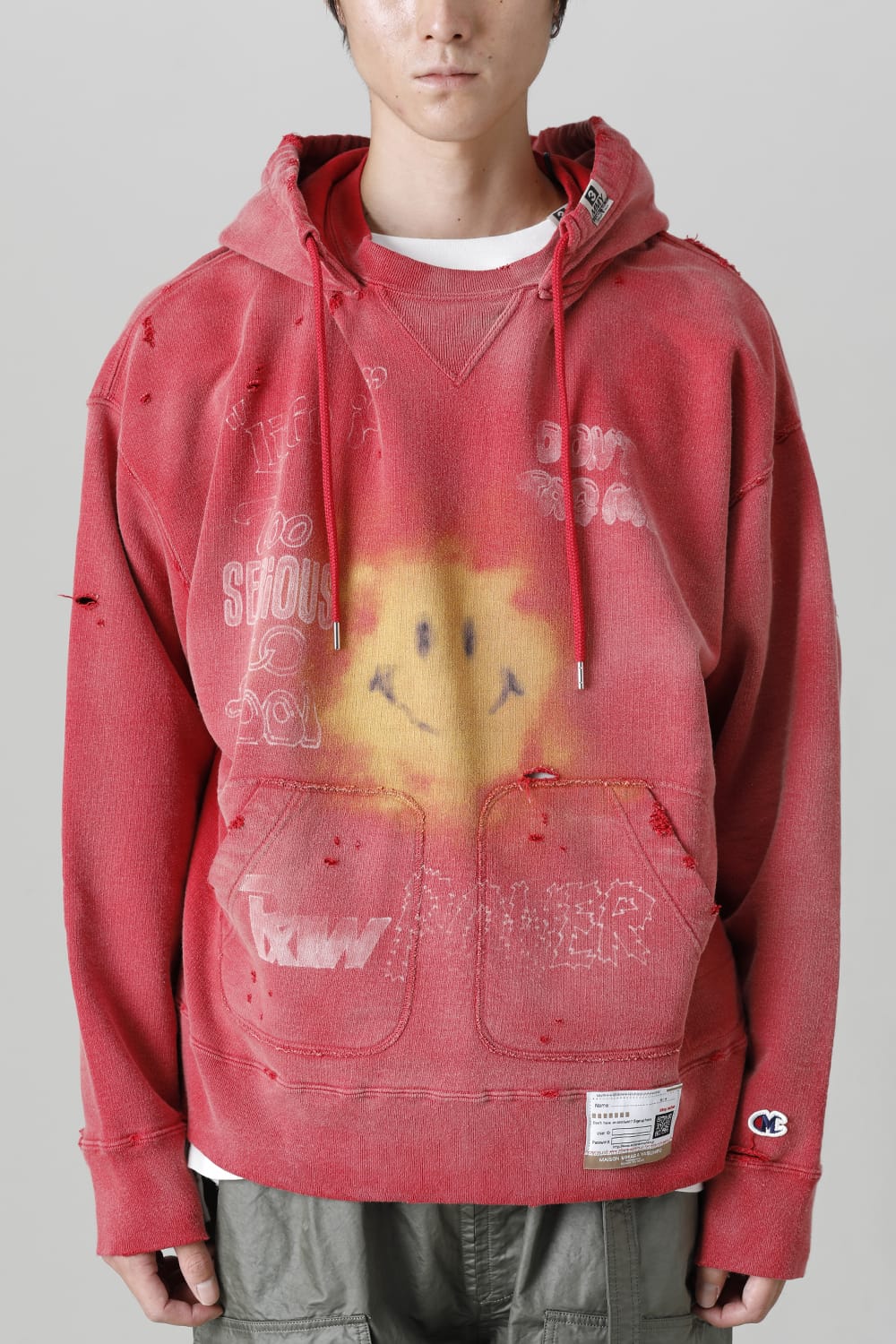 Distressed Hoodie Red