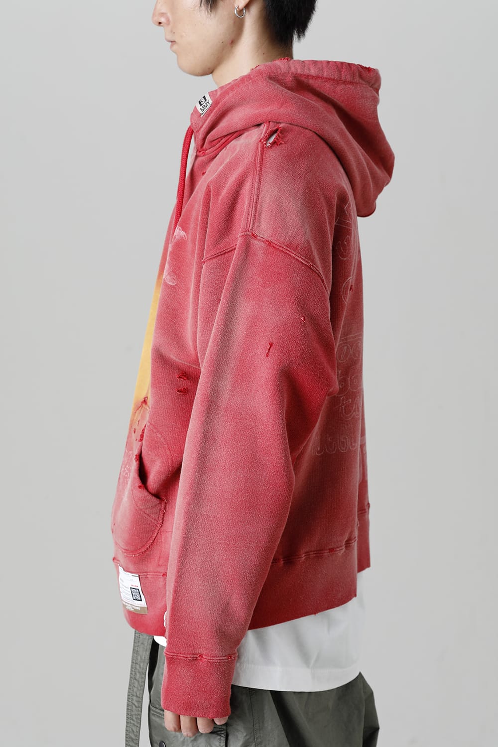 Distressed Hoodie Red