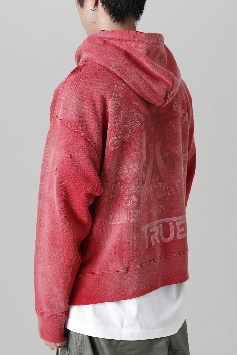 Distressed Hoodie Red