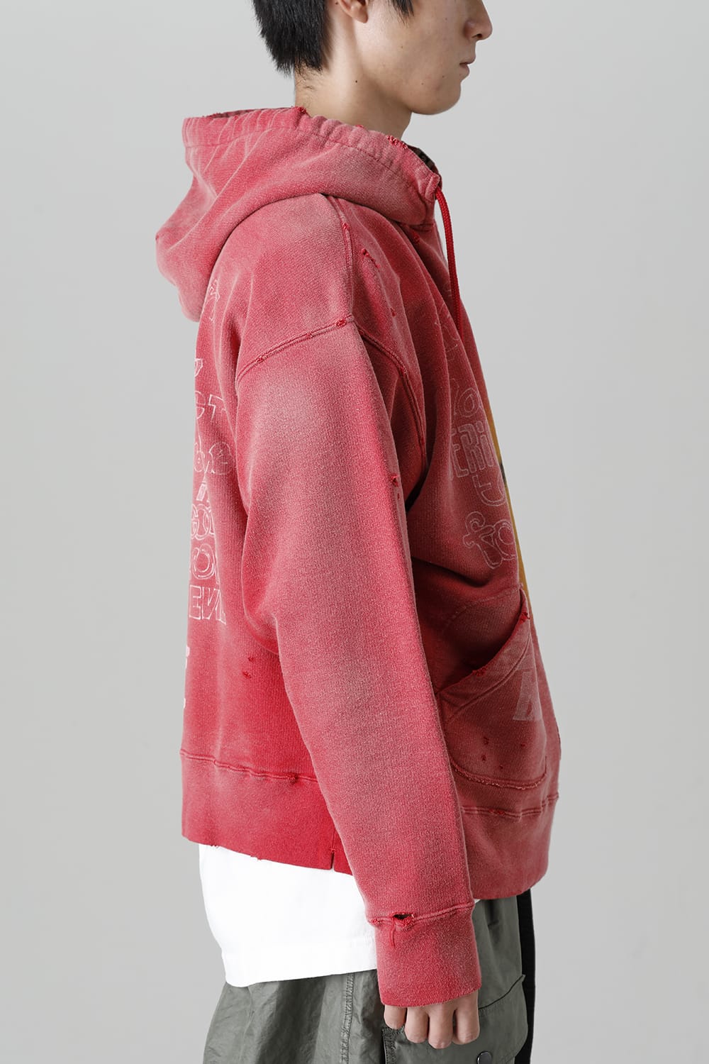 Distressed Hoodie Red