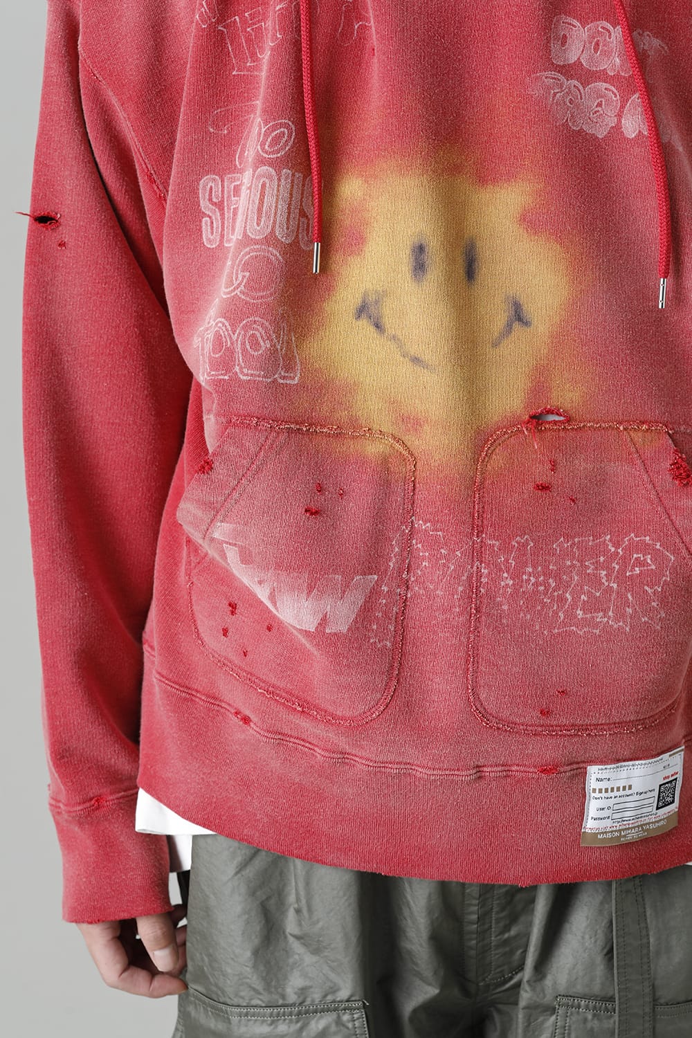 Distressed Hoodie Red