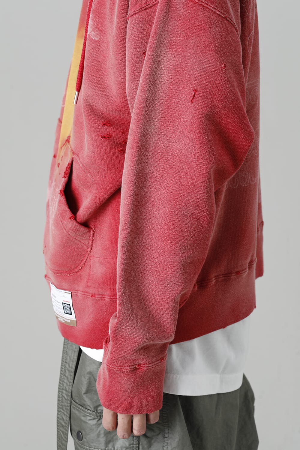 Distressed Hoodie Red