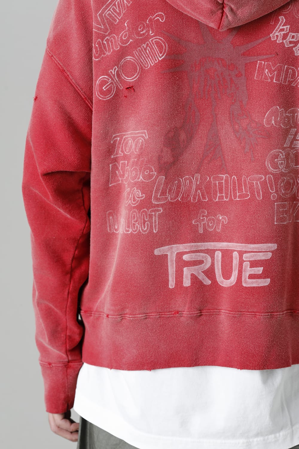 Distressed Hoodie Red