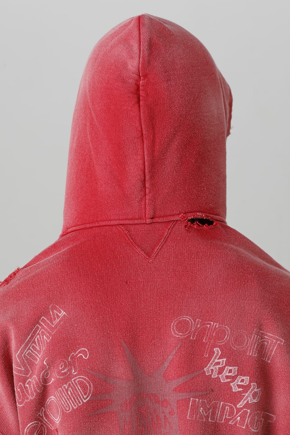 Distressed Hoodie Red